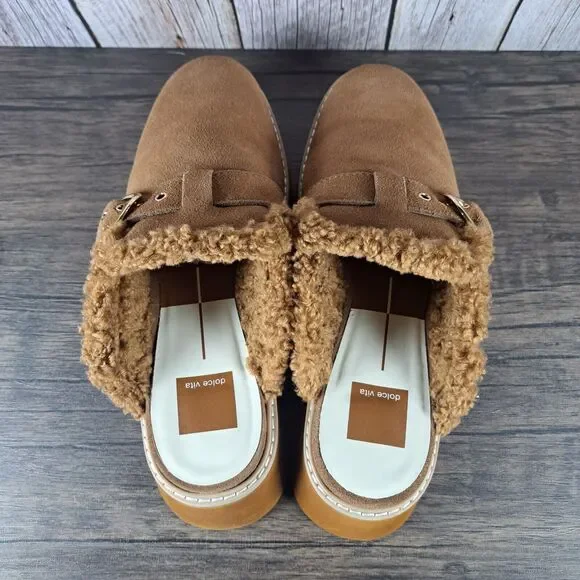 Dolce Vita Lelani Plush Flat Platform Mule Women's Sz 9 Pecan Suede (VGC) - Picture 6 of 9